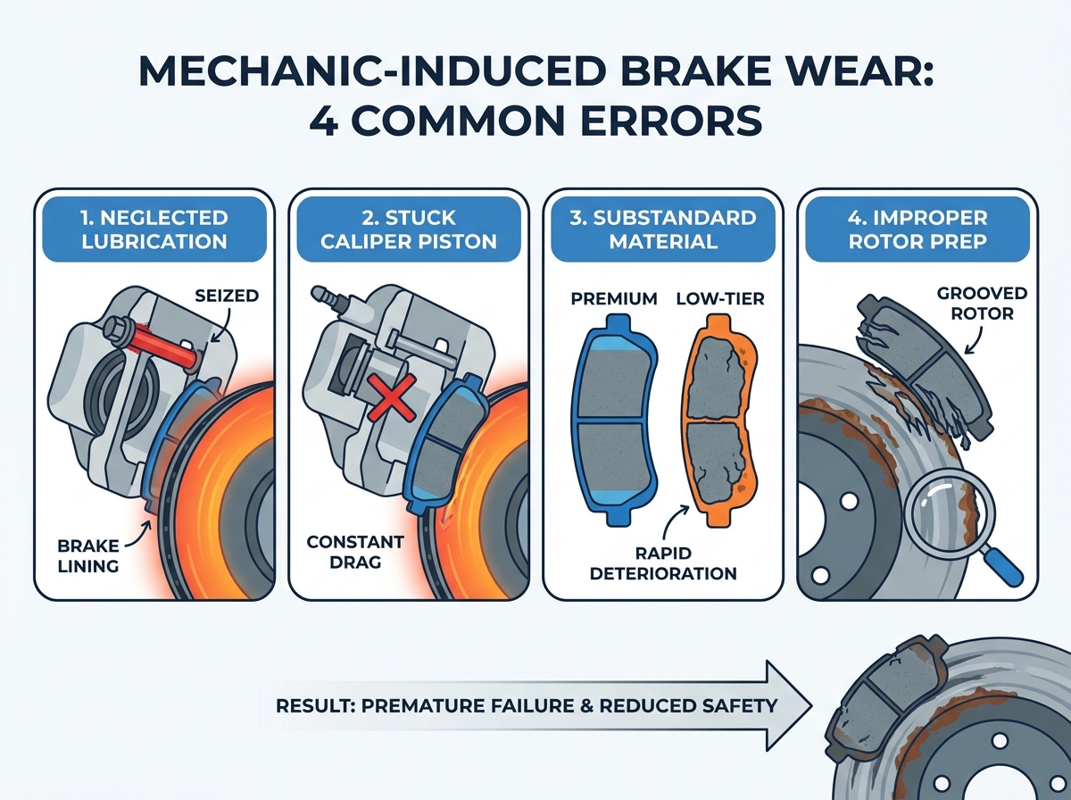 Mechanic inspecting vehicle brake components